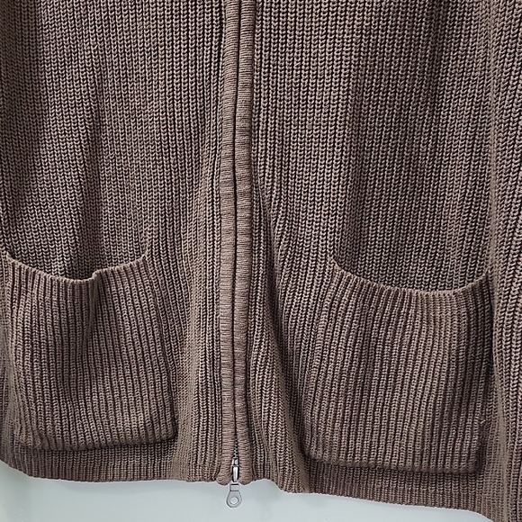 Woven Cozy 100% Cotton Men's Tan Zip-Up Sweater - Picture 5 of 8